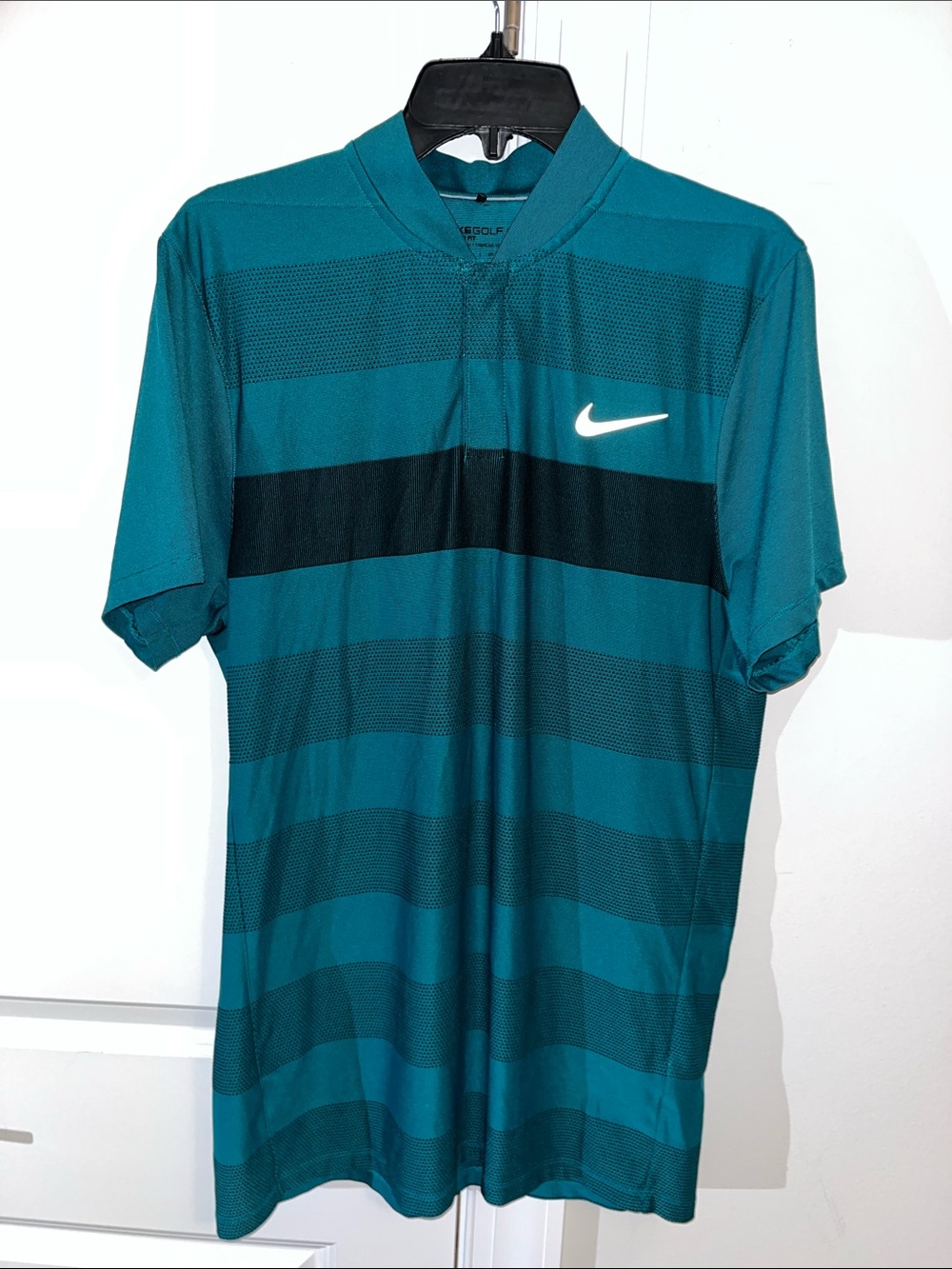 Nike Blade Teal Green Stripe Golf Polo Shirt M Tall Modern Fit Jacksonville Jags